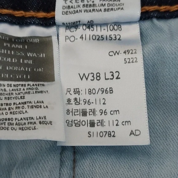 NWOT Levi's Mens 511 Red Tab Indigo Straight Denim Stretch Jeans Size 38W X 32L - Picture 10 of 17